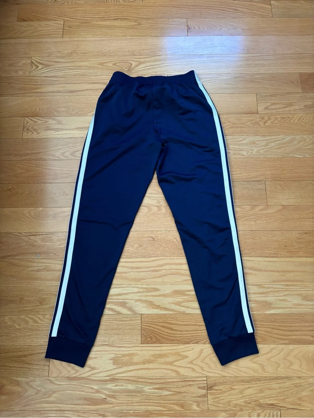 adidas Navy Track Joggers with White Side Stripes